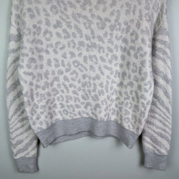 Rails Lana Leopard & Zebra Wool & Cashmere Blend Sweater Grey Pullover Luxury XS - Picture 6 of 16